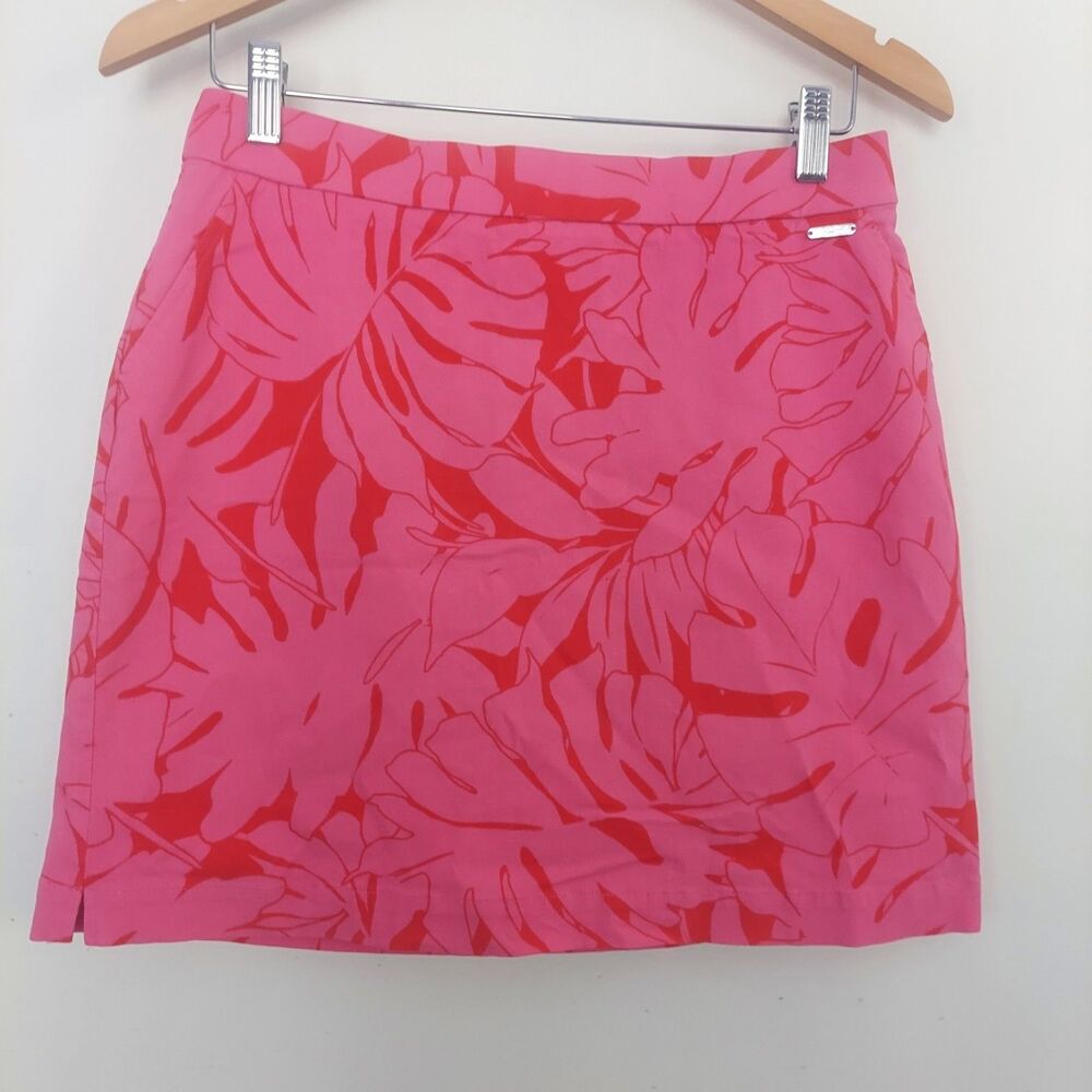 Rafaella Stretch Skort Size Medium Pink Palms